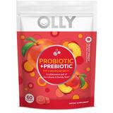 OLLY Probiotic + Prebiotic - Refill Pouch - Peachy Peach - 60 Gummies - Active probiotics with prebiotic fiber - Supports Immune & Digestive Health