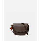 Stella McCartney - Frayme Medium Grainy Alter Mat Flap Shoulder Bag, Woman, Chocolate Brown