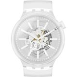 Swatch Men s Whiteinjelly Quartz Transparent Plastic/Silicone Watch SO27E106