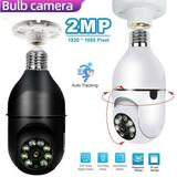 360° 1080P IP E27 Light Bulb Camera Wi-Fi IR Night Vision Smart Home Wireless Security Camera Panoramic Surveillance CCTV Cam w/ Motion Detection Black