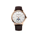 Frederique Constant Swiss Men's Slimline Manufacture Moonphase Brown Leather Strap Watch