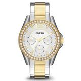 Women's Fossil Riley Watch, Silver Gold