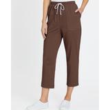 Blair Women's Pull-On Knit Drawstring Sport Capris - Brown - L - Misses