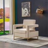 Armchair - Hypefurniture Modern Velvet Accent Chair, Elegant Armchair w/ Stainless Steel Base Velvet in White | Wayfair Hypefurniture12912