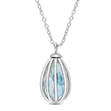 Belk & Co 3.60 Ct. T.g.w. Sky Blue Topaz Cage Pendant With Chain In Sterling Silver, White