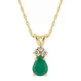 Belk & Co 14K Gold 6X4 Pear Shape Emerald Diamond Accent Pendant