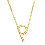 Sterling Silver Sideways Initial Necklace, Women's, Size: 16-18" ADJ, Yellow