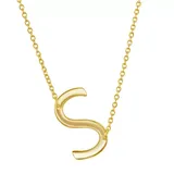Sterling Silver Sideways Initial Necklace, Women's, Size: 16-18" ADJ, Yellow