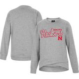 Youth Colosseum Heather Gray Nebraska Huskers Whohoopers Bling Crossover Pullover Sweatshirt