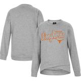 Youth Colosseum Heather Gray Texas Longhorns Whohoopers Bling Crossover Pullover Sweatshirt