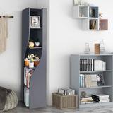 Union Rustic Wall Corner Bookcase Tall Bookshelf Storage Organizer 5 Tiers Corner Shelf Stand Display Storage Rack Home Furniture Natural Ladder Shelf