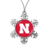 Nebraska Huskers Snowflake Metal Ornament