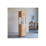 Tikamoon 19" W x 75" H x 16" D Solid Wood Free-Standing Linen Cabinet Solid Wood in Brown, Size 75.0 H x 19.0 W x 16.0 D in | Wayfair TKAJA473