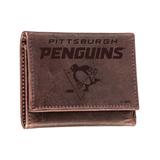Evergreen Wallets Brown - Pittsburgh Penguins Logo Leather Trifold Wallet