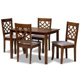 Winston Porter Celina Modern & Contemporary Grey Fabric Upholstered & Walnut Brown Finished Wood 5-Piece Dining Set Wood/Plastic/Acrylic/Glass/Metal
