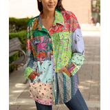 Lily Women's Non-Denim Casual Jackets RED - Red & Green Patchwork Pocket Collared Button-Up Shacket - Women & Plus