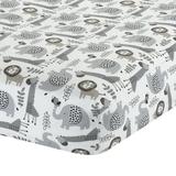 Lambs & Ivy Urban Jungle Animal Gray/White 100% Cotton Baby Fitted Crib Sheet