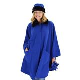 Women's Faux Fur Fleece Wrap,Glove & Hat Set, Royal Blue N/A