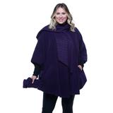 Blair Women's Fleece Wrap w/ Pleated Scarf & Gloves Set - Purple