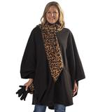 Blair Women's Fleece Wrap w/ Pleated Scarf & Gloves Set - Black
