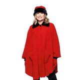 Women's Faux Fur Fleece Wrap,Glove & Hat Set, Red N/A
