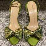 Kate Spade Shoes | New In Box Kate Spade Ankle-Strap Greta Satin Heels With Alligator Bow | Color: Green | Size: 6
