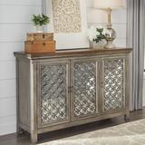 Transitional 3 Door Accent Cabinet In Wire Brushed Gray & White Finishes w/ Worn Wood Tops - Liberty Furniture 2012-AC5636