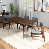 Corrigan Studio® Kariyah 5-Piece Mid-Century Dining Set W/4 Fabric Dining Chairs In Gray Wood/Upholstered Chairs in Brown/Gray, Size 29.5 H in