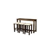 Winston Porter Ruth Solid Mango Wood Counter Table w/ Charging Extension & 3 Stools Set | 60” X 18” X 36” Wood/Upholstered Chairs in Brown | Wayfair