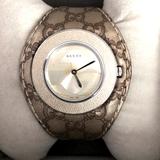 Gucci Accessories | Authentic New Gucci U-Play Stainless Steel Watch & Leather Band Model Ya129425 | Color: Tan | Size: 35mm