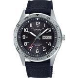 Casio Mtp-s120l-1av, Men's Watch, Black Nylon, Black Dial, Date, Solar