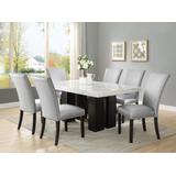 Camila Rectangle 7Pc Dining Set In Silver Chairs