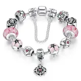 Qings Silver Plated Flower Themed Charm Bracelet Perfect Gift for Girls and Daughters Exciting Christmas Gift