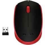 Logitech M170 Wireless Compact Mouse (Red) - Optical - Wireless - Radio Frequency - 2.40 GHz - Red - USB - 1000 dpi - Scroll Wheel - 3 Button(s) - Sym