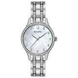 Bulova Women's Quartz Crystal Accent Silver-tone Bracelet 32mm Watch