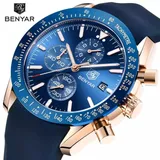 BENYAR BY 5140 New Fashion Blue Men Watches Luxury Brand Quartz Gold Watch Silicone Band Military Sport Watch Men Wristwatch