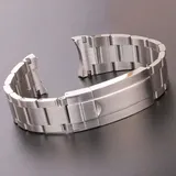 20mm 316L Stainless Steel Watchbands Bracelet Silver Brushed Metal Curved End Replacement Link Deployment Clasp Watch Strap
