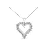 Women's Sterling Silver 1/2 Cttw Diamond Heart Pendant Necklace by Haus of Brilliance in White