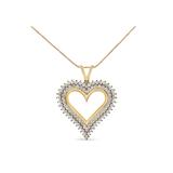 Women's Yellow Gold Plated Sterling Silver 1.00 Cttw Diamond Heart Pendant Necklace by Haus of Brilliance in Yellow Gold