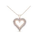 Women's Rose Gold Plated Sterling Silver 1.00 Cttw Diamond Heart Pendant Necklace by Haus of Brilliance in Rose Gold