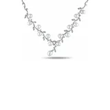 Belk & Co White Cultured Freshwater Pearl And Cubic Zirconia Chevron Vine Necklace In Sterling Silver