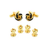 Ox And Bull Trading Co Men's Black And Gold Knot Stud Set