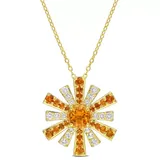 Belk & Co 2 Ct. T.g.w. Madeira Citrine And White Topaz Starburst Pendant With Chain In 18K Yellow Gold Plated Sterling Silver
