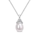 Belk & Co 8-8.5Mm Freshwater Cultured Pearl Drop Pendant With Chain In Sterling Silver, White