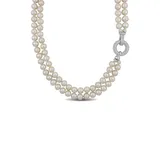 Belk & Co 16+17" 2-Strand 7-8Mm Freshwater Cultured Pearl Necklace W/ Silver Cubic Zirconia Clasp, White