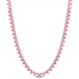 Belk & Co Lab Created 31.2 Ct. T.g.w. Created Pink Sapphire Tennis Necklace In Rose Plated Sterling Silver