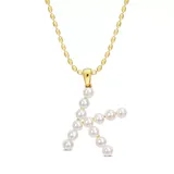 Belk & Co 3.5-4Mm Freshwater Cultured Pearl ""k"" Initial Pendant With Chain In Yellow Plated Sterling Silver