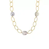 Belk & Co 14-20mm Pink Cultured Freshwater Pearl Station Chain Necklace in 18k Yellow Gold Plated Sterling Silver