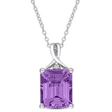 Belk & Co 5 Ct. T.g.w. Amethyst And White Topaz Pendant With Chain In Sterling Silver