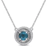 Belk & Co 1 ct. t.g.w. London Blue Topaz and 1/6 ct. t.w. Diamond Pendant with Chain in 10K White Gold